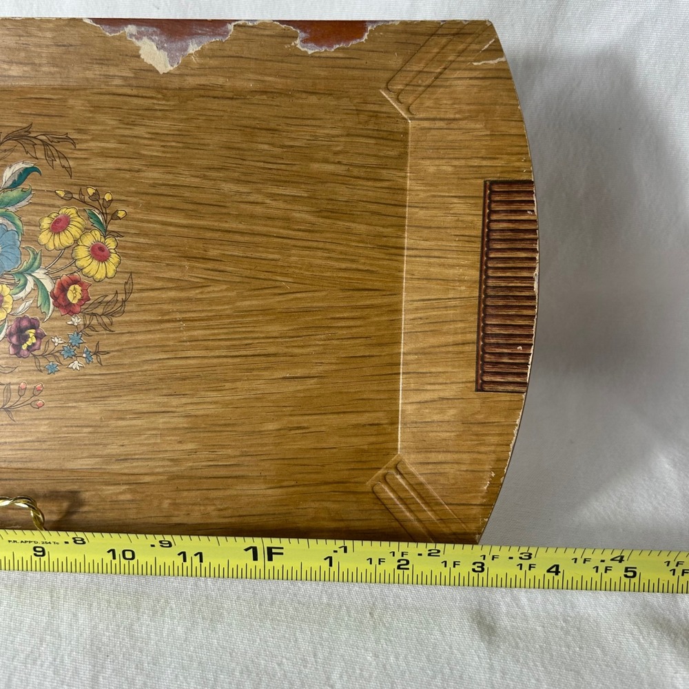 VTG Hasko Woodgrain Melamine Platter Tray Set of 4 Floral Mid Century MCM USA - Picture 16 of 16